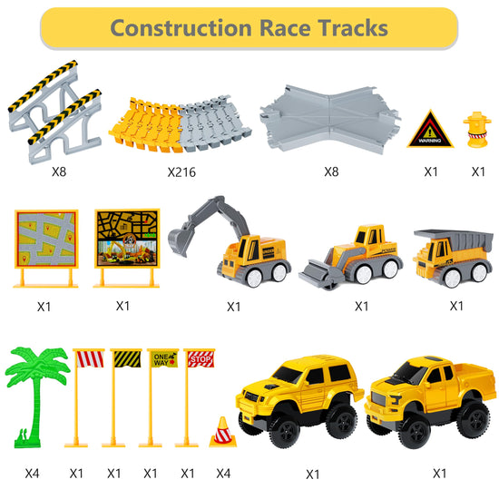 Toy vehicle set — Construction race tracks with flexible playset for kids