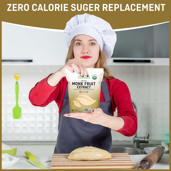 Durelife organic monk fruit sweetener - no erythritol, zero calorie substitute 5 oz