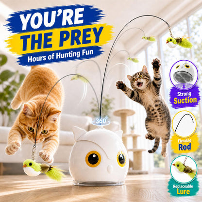Interactive cat toy — Automatic flying bird with suction base and USB recharge