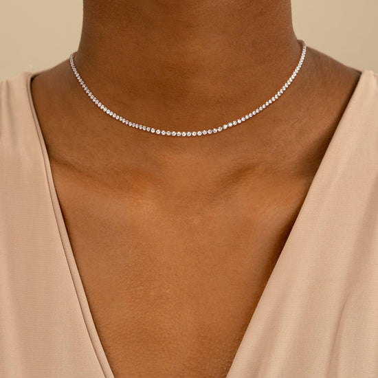 Robaice necklace — 14K gold/silver plated rhinestone choker with cubic zirconia cut