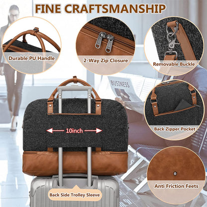 Wogarl duffel bag with shoe compartment and toiletry bag for travel and gym