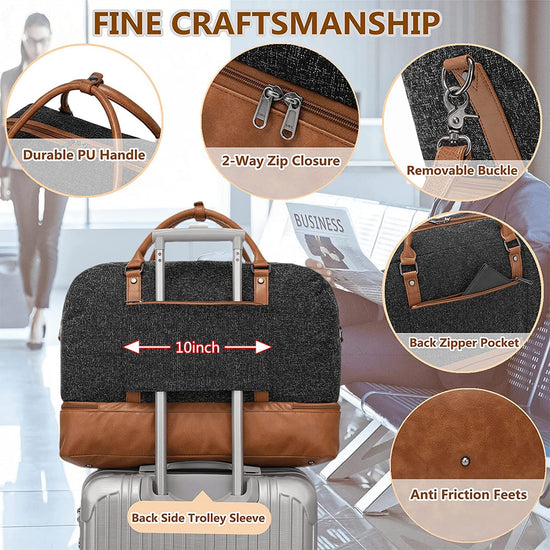 Wogarl duffel bag with shoe compartment and toiletry bag for travel and gym