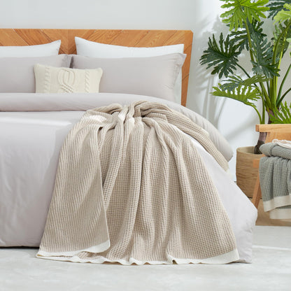 Chenille waffle weave throw blanket — reversible lightweight design by Amélie Home