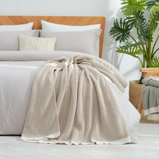 Chenille waffle weave throw blanket — reversible lightweight design by Amélie Home