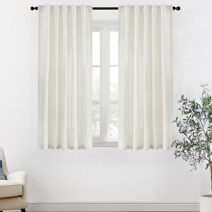XTMYI sheer linen cotton back tab curtains for bedroom and living room