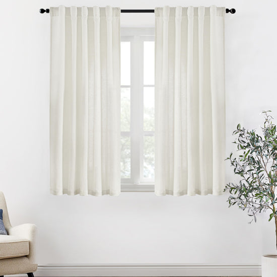 XTMYI sheer linen cotton back tab curtains for bedroom and living room