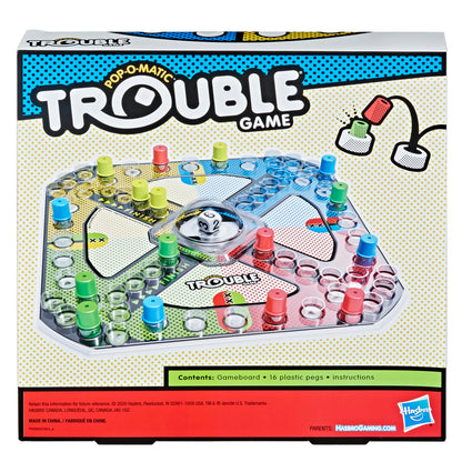 Hasbro Gaming Trouble board game for kids 2-4 players