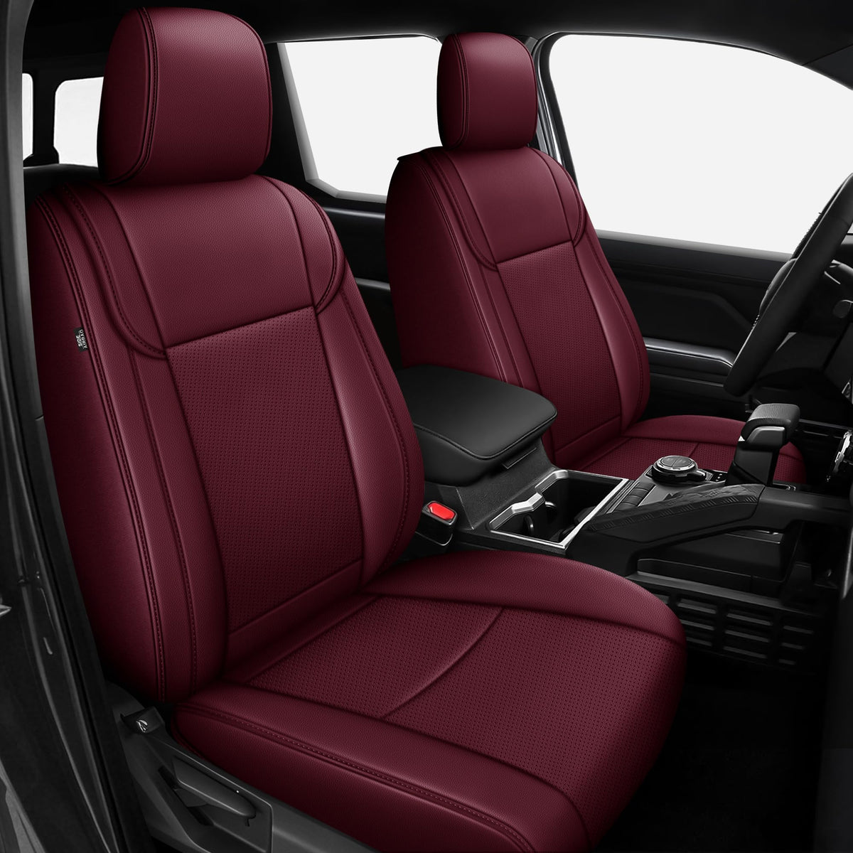 AOMSAZTO seat covers - Faux leather custom fit for Toyota Tacoma 2024-2026 double cab 5 seats burgundy