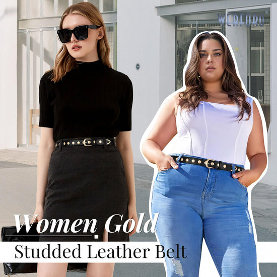 WERFORU leather belt — studded design for women’s fashion