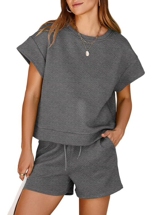 Dokotoo coordinated outfit with pullover top and drawstring shorts set.