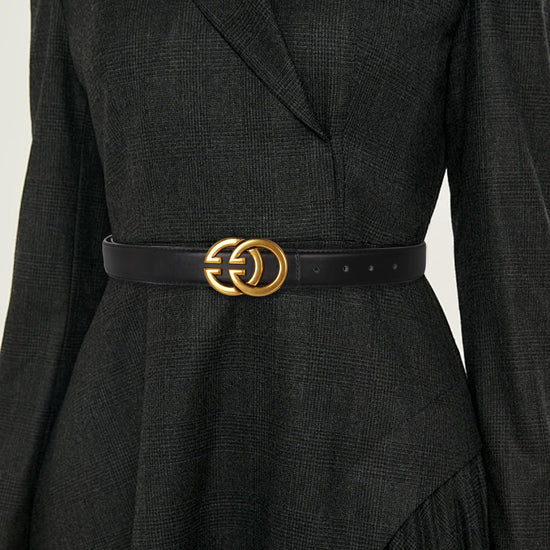 Aurolran women's leather belt — stylish buckle design for versatile wear