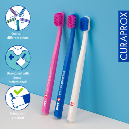 Curaprox CS 5460 ultra-soft toothbrush – gentle plaque removal, 3-pack, random colour