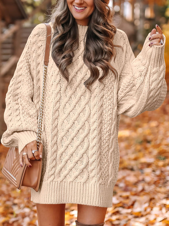 ANRABESS sweater dress — oversized cable knit with long sleeves