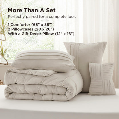 Bedsure bedding set — Pinch pleat design with down alternative comforter and pillows