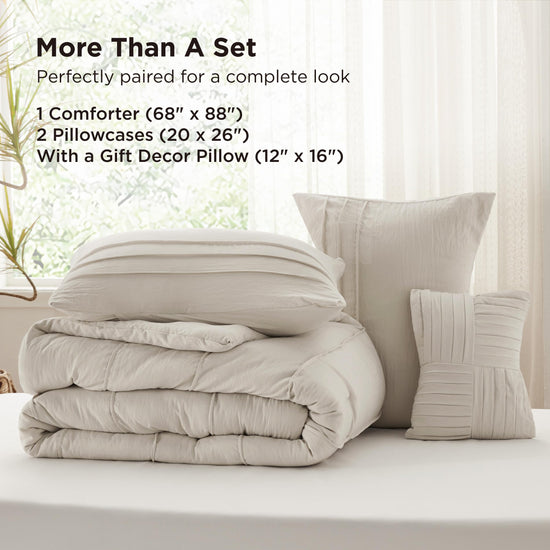 Bedsure bedding set — Pinch pleat design with down alternative comforter and pillows