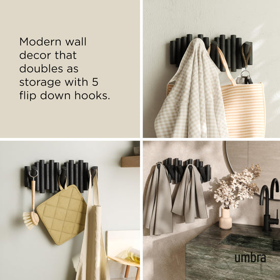 Umbra coat rack — wall-mounted design with hooks for storage