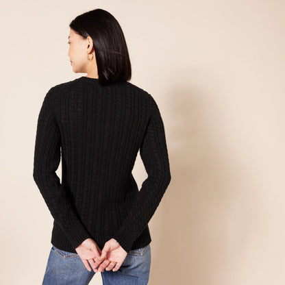 Sweater — Soft fisherman cable knit crewneck in plus size available