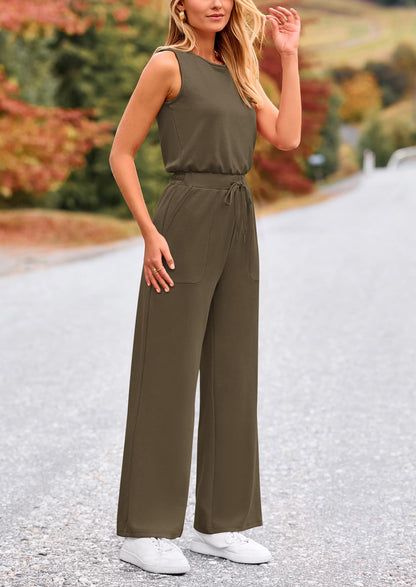 PRETTYGARDEN one piece outfit — summer sleeveless wide leg romper for beach vacation