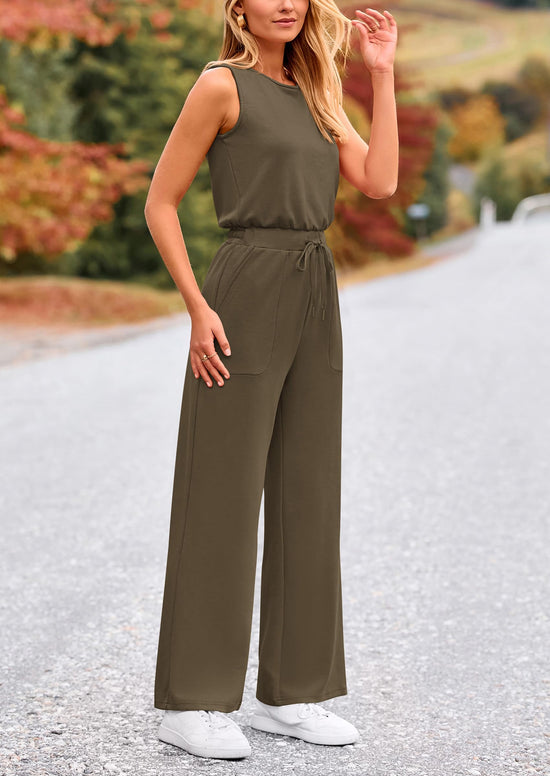 PRETTYGARDEN one piece outfit — summer sleeveless wide leg romper for beach vacation