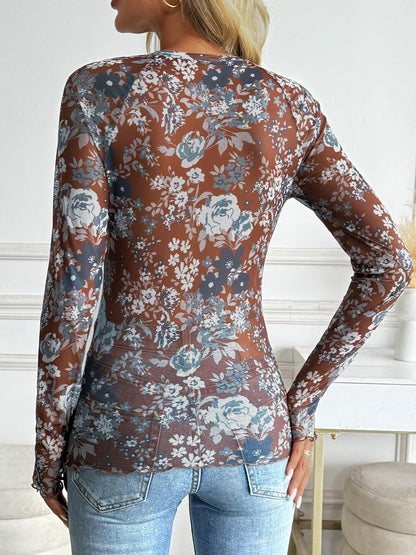 Shirt — Womens mesh sheer lace fitted top in spring style 2026 outfits