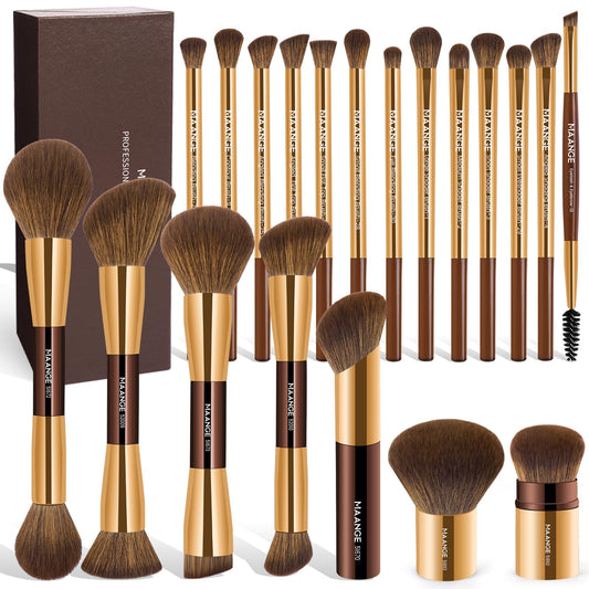 MAANGE cosmetic brush set — 20 double-end brushes with gift box for blending