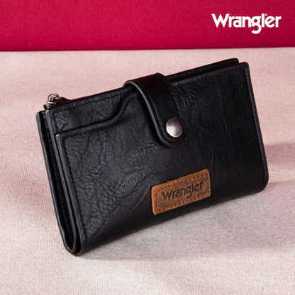 Wrangler Wallet for Women Bifold Card Holder with Zipper and ID Window