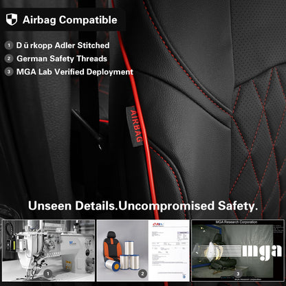 Vehicle seat cover — Custom fit leather for Toyota Rav4 2026 with red piping