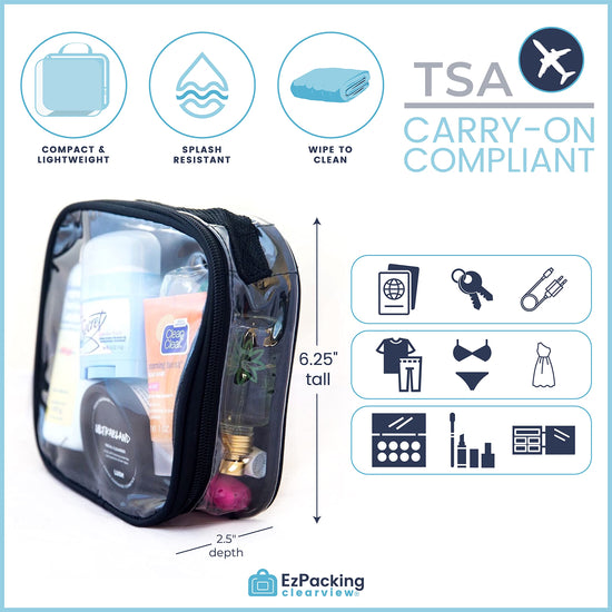 EzPacking cosmetic case — clear TSA approved travel toiletry bag for liquids
