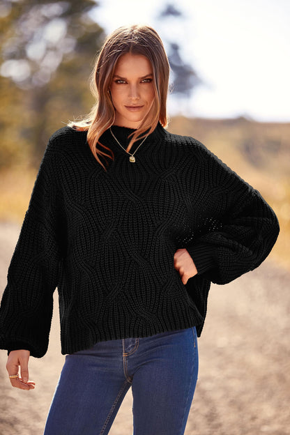 PRETTYGARDEN sweater — oversized cable knit pullover for women in fall and winter