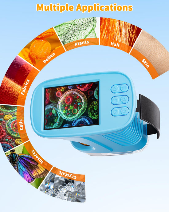 Microscope for Kids, 4K 2.4" IPS Screen 1000X Handheld Portable Digital Microscope, 2000mAh Battery Kids Outdoor Toys STEM Educational Science Kit with 12 Slides, Gift for Boys Girls Ages 4-12