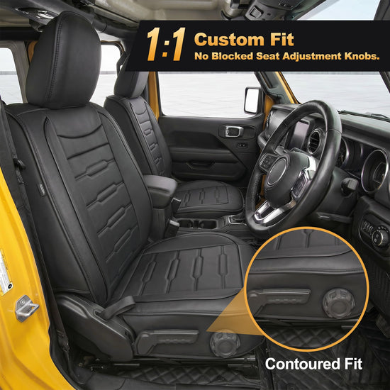 AOMSAZTO vehicle seat cover - waterproof faux leather for Jeep Wrangler JL 4-Door 2018-2026
