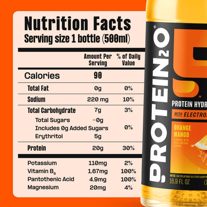 Protein2o protein drink — Liquid clear whey protein isolate with electrolytes, 20g protein, vitamins B5, B6, post-workout recovery