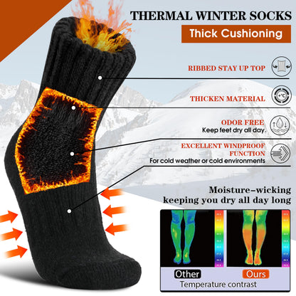 Socks — Merino wool thermal winter hiking socks for men and women, 3 pairs