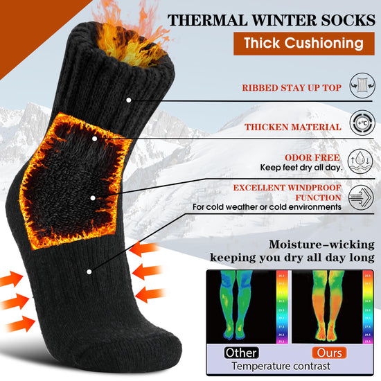 Socks — Merino wool thermal winter hiking socks for men and women, 3 pairs