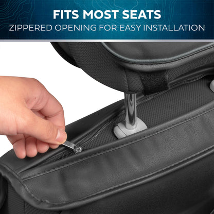Vehicle seat cover — MotorBox prestige edition leather seat cover set in black and gray