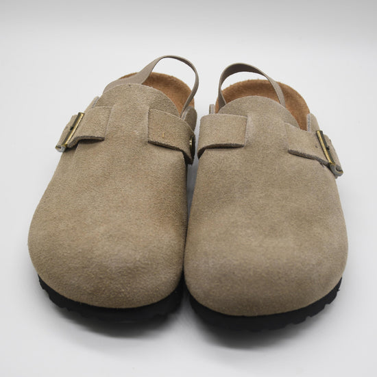 Kids suede clogs — Adjustable buckle mules for toddlers in black