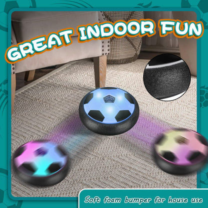 Hover soccer ball set — air floating toy with LED lights and foam bumper