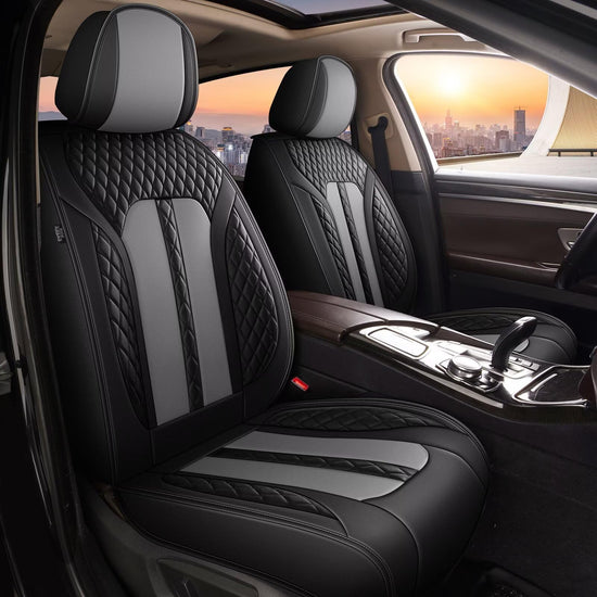 AOMSAZTO vehicle seat cover — leather front seat cushions for Acura RDX 2008-2026 in black and gray