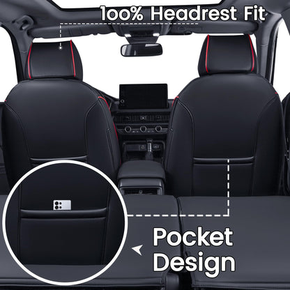 HKZ Fit CRV car seat covers - Leather in Scottish style black/red for Honda CR-V 2023-2026 models