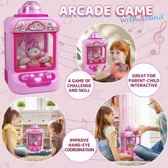 Marlrin claw machine with sound and 20 mini plush toys for kids