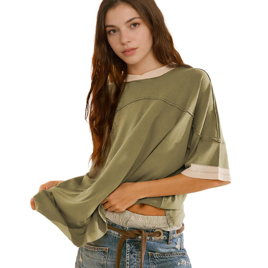 Songling womens 3/4 sleeve casual summer tee shirt in cotton