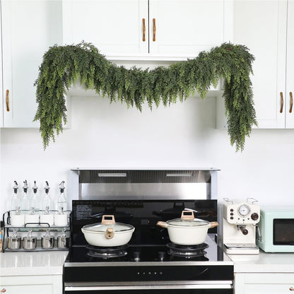 Waydress Christmas cedar garland - thick and lush artificial pine needle decoration for winter home decor