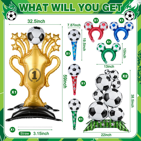 Myfivo Soccer Party Decoration Set - 9PCS Soccer Foil Balloons Kit