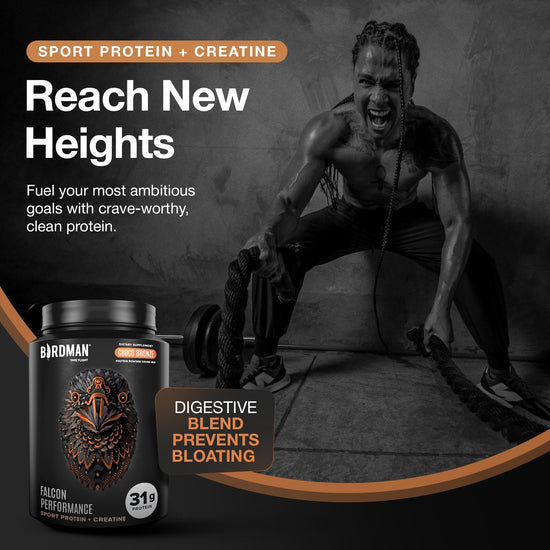 BIRDMAN protein supplement powder — Vegan formula with 31g protein and probiotics