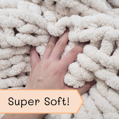 Adyrescia chunky knit blanket - 100% hand knit with jumbo chenille yarn