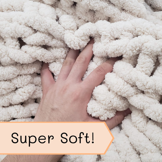 Adyrescia chunky knit blanket - 100% hand knit with jumbo chenille yarn