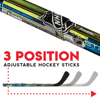 Franklin Sports - NHL kids folding hockey goals set - adjustable youth and knee sticks