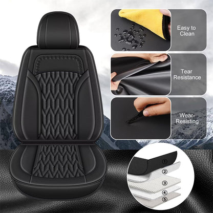 AOMSAZTO vehicle seat cover - custom fit for Hyundai Kona 2018-2026, waterproof faux leather, front 2 seat covers black