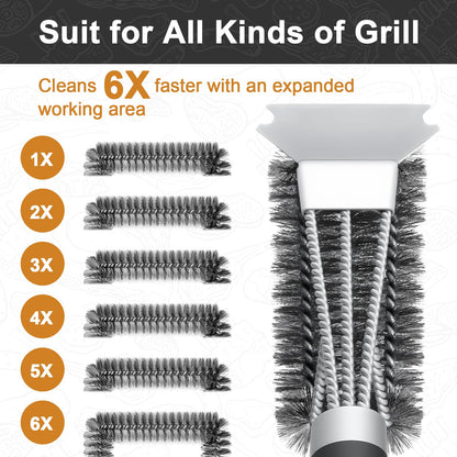 Cleaning brush — Bristle free design with wide scraper for worry free cleaning