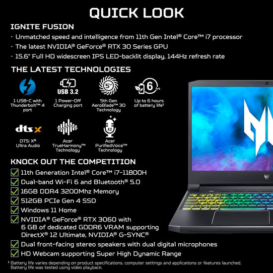 Notebook computer — Acer Predator Helios Neo 16 with Intel i7 and RTX 4060